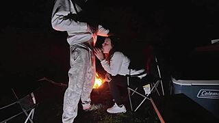 Wife's Bent Over Campsite Fuck—Husband Nowhere in Sight