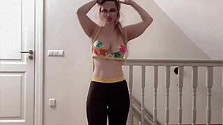 glasses belly dancer goddess sways huge curves in hypnotic rhythm