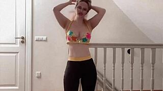 glasses belly dancer goddess sways huge curves in hypnotic rhythm