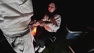 Wife's Bent Over Campsite Fuck—Husband Nowhere in Sight