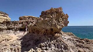 what if we strip naked in this tourist cave in portugal baby damiana flashes her big brazilian ass?