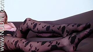 petite czech milf claudia adams teases her hairy nylon covered feet legs in silky pantyhose small tits fetish