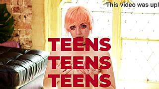 Curvy British student next door sneaks into dorm teasing big natural tits before swallowing dorm mate's load wetly