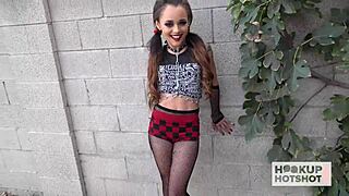 Tiny goth Holly Hendrix battles monster cock deep in her tight ass