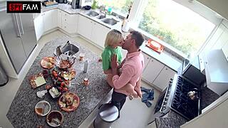 stepsis craves stepbro's huge cock right after thanksgiving feast