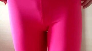 PINK GYMWEAR TIGHT LEGGINGS MAKE MISR4 WORKOUT CUM DRIPPING HOT!