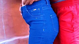 hot maid takes backyard anal workout bent over garden fence