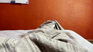 Hot stepmother shares bed with stepson for intense doggystyle pussy creampie