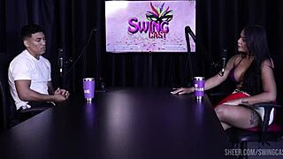 Fabricio Nunes and Bruna Surfistinha swing with Tifany Rocha in part 3 compilation on sheer red