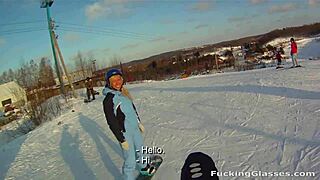 Snowboarder Chick Rosemary Moyer Deepthroats and Rides Hard Cock