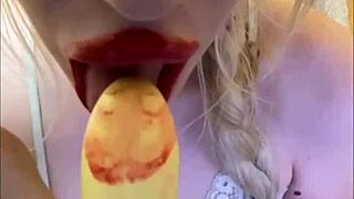 Elza Kom's Sexy Dance Leads to Pretty Lipstick Blowjob Sucking Cock