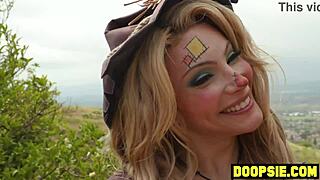 big ass ebony thief gets punished hard by two big dick trannies in garage