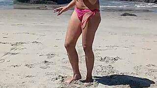 Milf strips fully nude in public outdoors. So bold and hot! 😱🔥