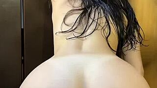 big ass college girl steps from shower ready for dorm room cowgirl ride