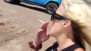 Milf strips fully nude in public outdoors. So bold and hot! 😱🔥