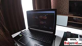 Thai Teen Cherry Tries Delivery Guy's Thick White Cock