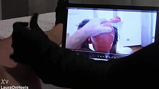 handjob in gloves for my biggest fan watching my vid with that cumshot