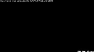 shackled slut chokes on cock gagged in red stockings agony