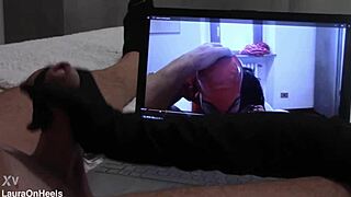 handjob in gloves for my biggest fan watching my vid with that cumshot