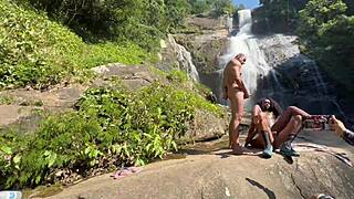 Skinny brazilian teen slut bent over for public doggystyle outdoors