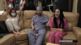 blaire celeste in latex skirt gets pierced nipples teased backstage by dr tampa pov