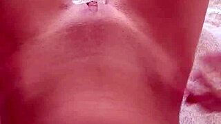 mala dvojka fingers her shaved milf pussy solo