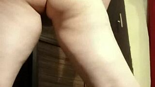 camgirl spreads cheeks in grey panties fingers tight asshole bent over voyeur style