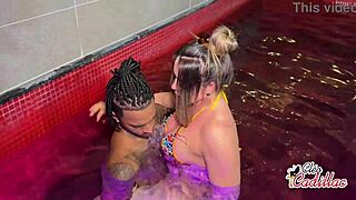 cleo cadillac takes the young stud back to the motel after the party for wild pussy pounding in lingerie