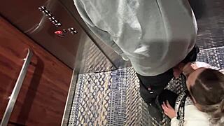 cute big ass wife risks it all getting pounded by huge cock in hotel elevator for watchers