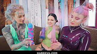 damn! tattooed lesbians anuskatzz morea black kellie panther gape anal in threesome