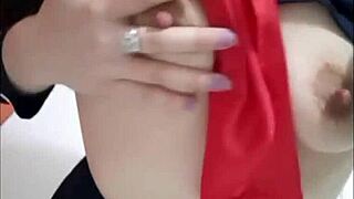 damn this horny latina teen flashes her perky little tits everywhere!