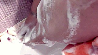 he pounded my wife's wet pussy doggystyle on the washer... creampie overflow after shower!!