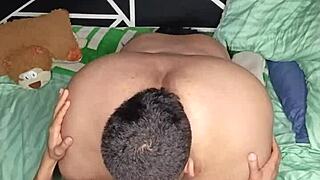 her latina friend eagerly licks that big chubby ass