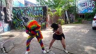 josie jaxxon's atlanta trip turns wild cheating on hubby with gibby the clown's big black cock doggystyle outdoors