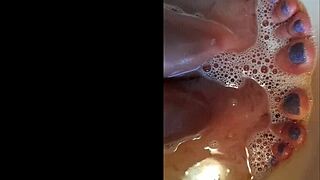 bare feet dripping wet on fetish day