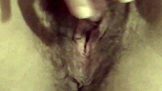 she spreads her big hairy pussy begging for a hard cock to fill her with cum all day