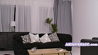 while stepdad's away asian teen licks tits and rides uncle's cock moaning oiled