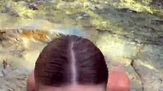 Monster cock stranger unloads sloppy cumshots on beach babe's face and huge tits!!