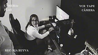 hidden cam catches boss massaging me... will his wife find out?