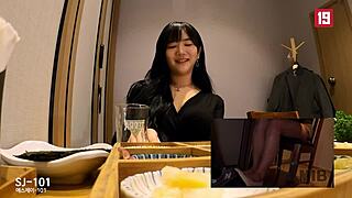 busty korean beauty tries her first vibrator fucking session bent over and missionary style