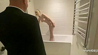 dad spies teen in bathroom then cums in mouth on feet fetish