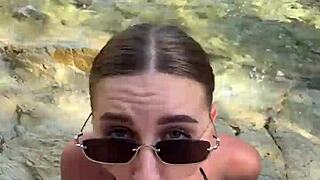 Monster cock stranger unloads sloppy cumshots on beach babe's face and huge tits!!