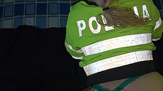 blonde police officer with perfect round ass bends over desk for hardcore doggystyle pounding at work