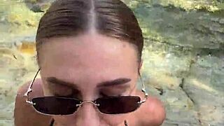 Monster cock stranger unloads sloppy cumshots on beach babe's face and huge tits!!