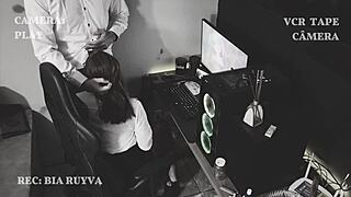 hidden cam catches boss massaging me... will his wife find out?