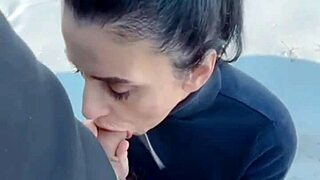 at -10 degrees sucking his huge cock feels amazing as hot cum floods my tongue and i swallow every bit