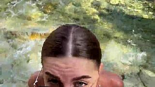 Monster cock stranger unloads sloppy cumshots on beach babe's face and huge tits!!