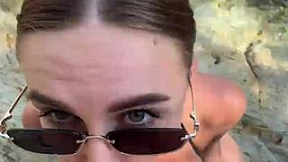 Monster cock stranger unloads sloppy cumshots on beach babe's face and huge tits!!