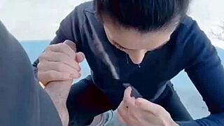 at -10 degrees sucking his huge cock feels amazing as hot cum floods my tongue and i swallow every bit