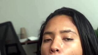 wanna see this cute brazilian teen deepthroat bbc then swallow every sloppy drop? amateur couple facial finish